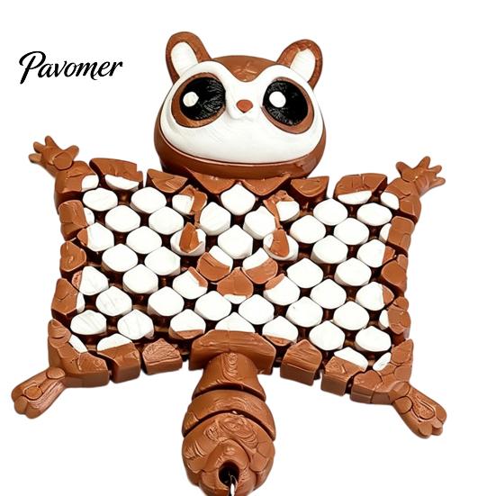 Eichhörnchen Schlüsselanhänger Sammlerstück 3D Gedruckter Fliegender Schlüsselanhänger, Flexibles Fidget Toy mit Gelenkigem Schlüsselring, Tier Rucksackanhänger, Geschenk für Liebhaber Figur