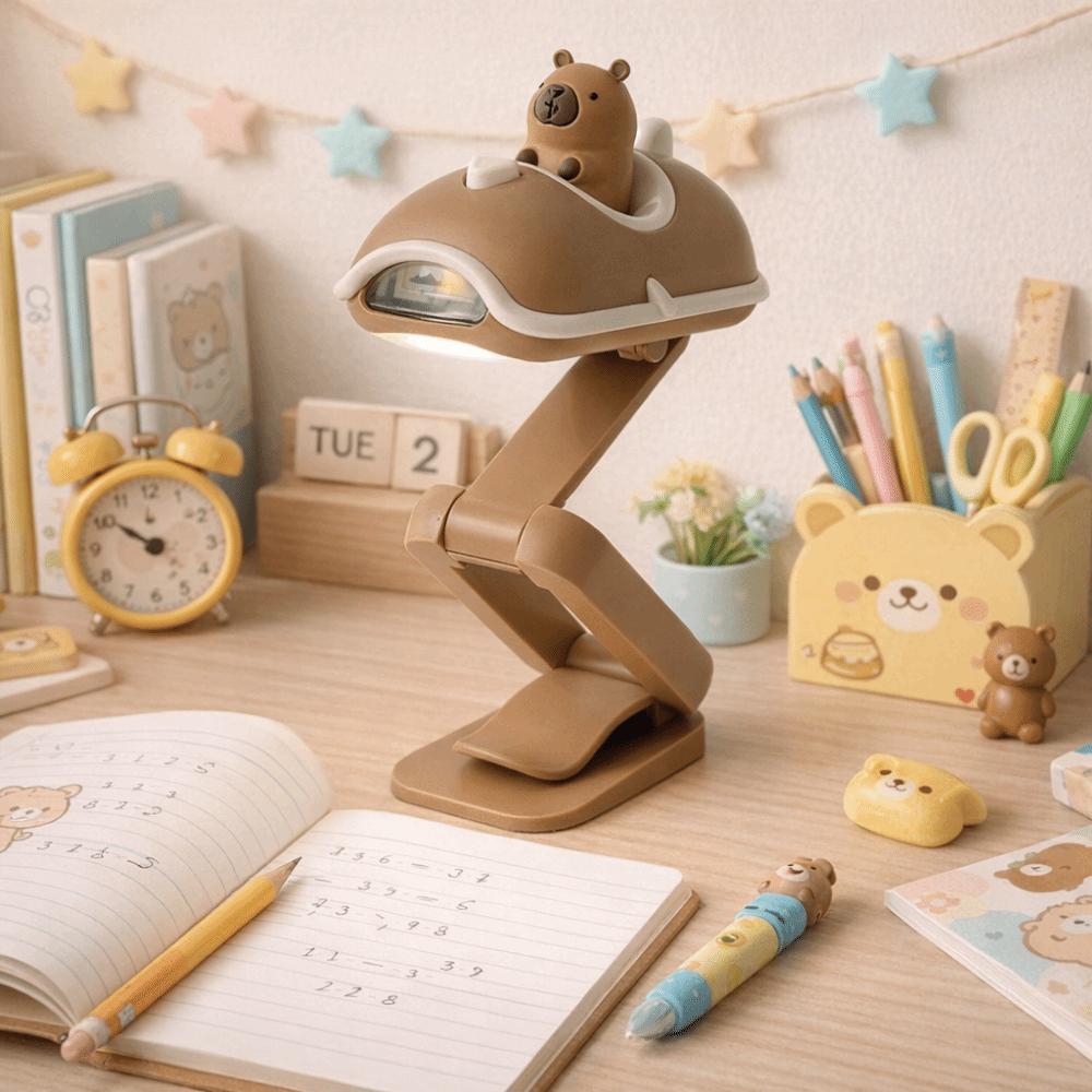 Cartoon Capibara Reading Light Adjustable Battery Powered Mini Capibara Folding Desktop Lamp Creative Portable