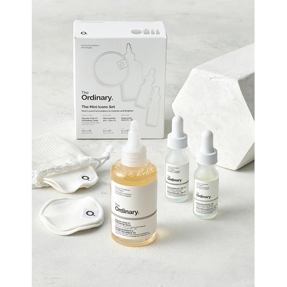THE ORDINARY Mini Icon Set  Niacinamide 15ml+hyaluronic Acid 15ml+glycolic Acid 100ml+ Cotton Pad