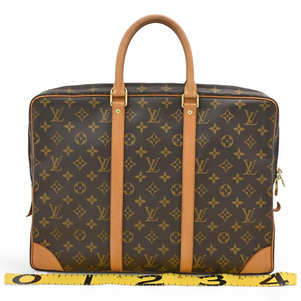 Auth LOUIS VUITTON Monogram Porte Documents Voyage Briefcase Brown Canvas lv6636nb