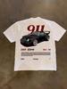 Camiseta de Algodão Estampada 911 Racing Retrô Masculina - Estilo de Rua, Gola Redonda, Manga Curta, Corte Solto