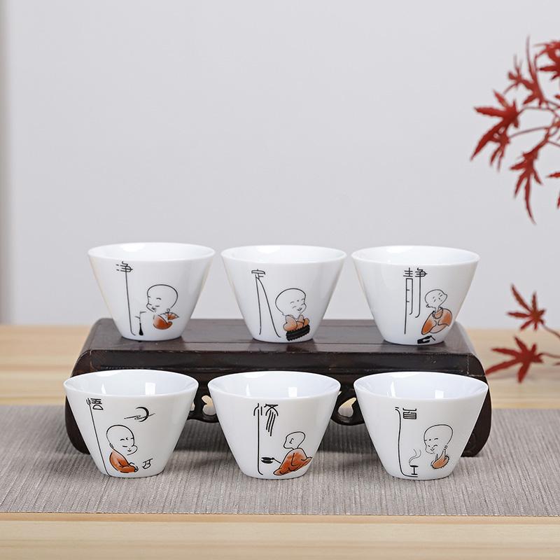 6ks čínský modrobílý porcelánový keramický čajový set Ručně malovaný šálek na čaj Šálky na kávu Šálky na víno Nádobí na pití