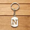 Pendentif Porte-clés 26 Lettres en Acier Inoxydable Creux - Polyvalent pour Sac à Dos, Voiture, Plaque Militaire