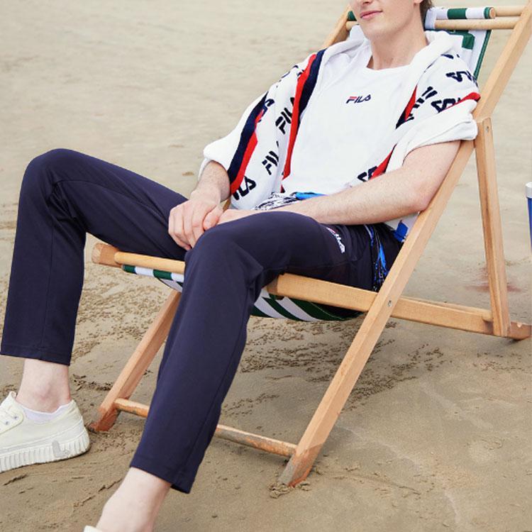 Fila Lightweight Breathable Straight-Leg Knit Sweatpants Men Bottoms Legendary-Blue F11M128604FNV