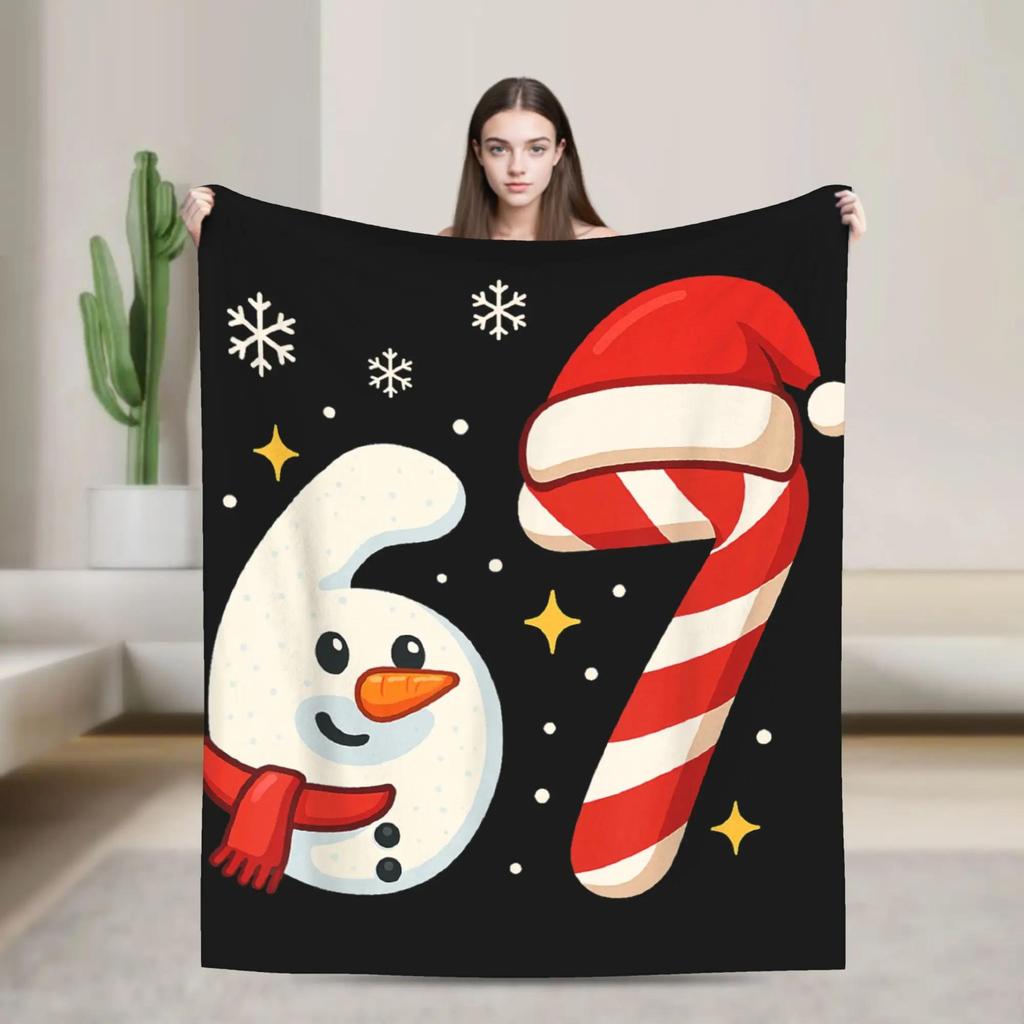 Meme Christmas Six Seven Snowman Flannel Blanket Soft Winter Throw for Kids Boys Girls Couch Chair Bed Fashion Home Decor