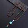 Vintage Ethnic Jewelry Party Handmade Mala Wood Bead Horn Fish Pendant Nepal Necklace Buddhist