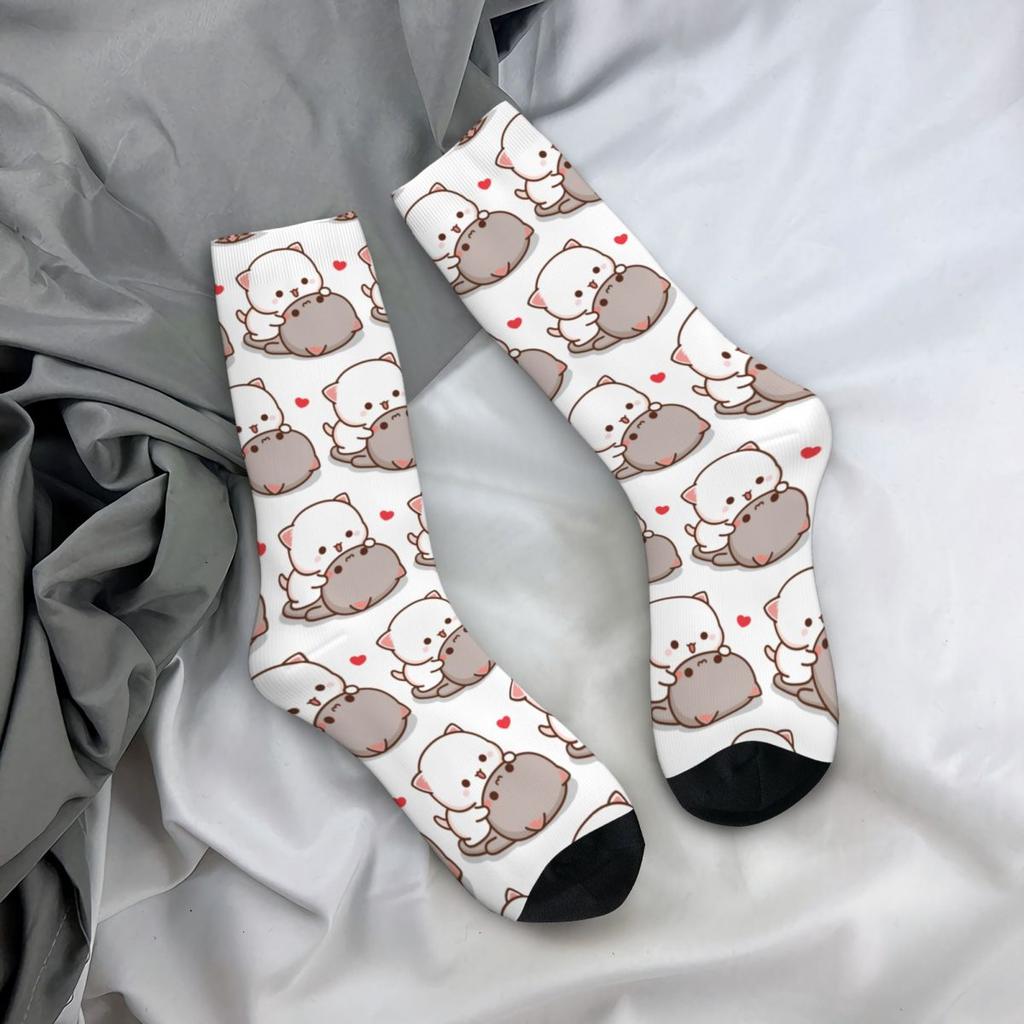 Winter Warme Coole Unisex Pfirsich und Goma Mochi Katzenliebhaber Socken Atmungsaktive Skateboard Socken