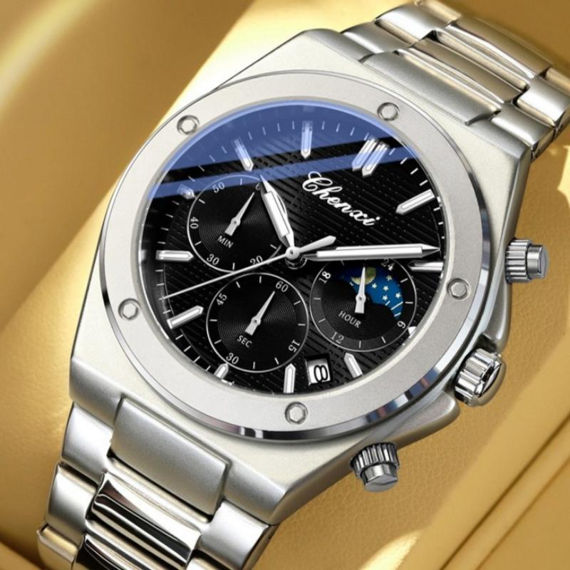 Men Multifunction Quartz Watch Luminous Waterproof Business Fashion Wristwatch