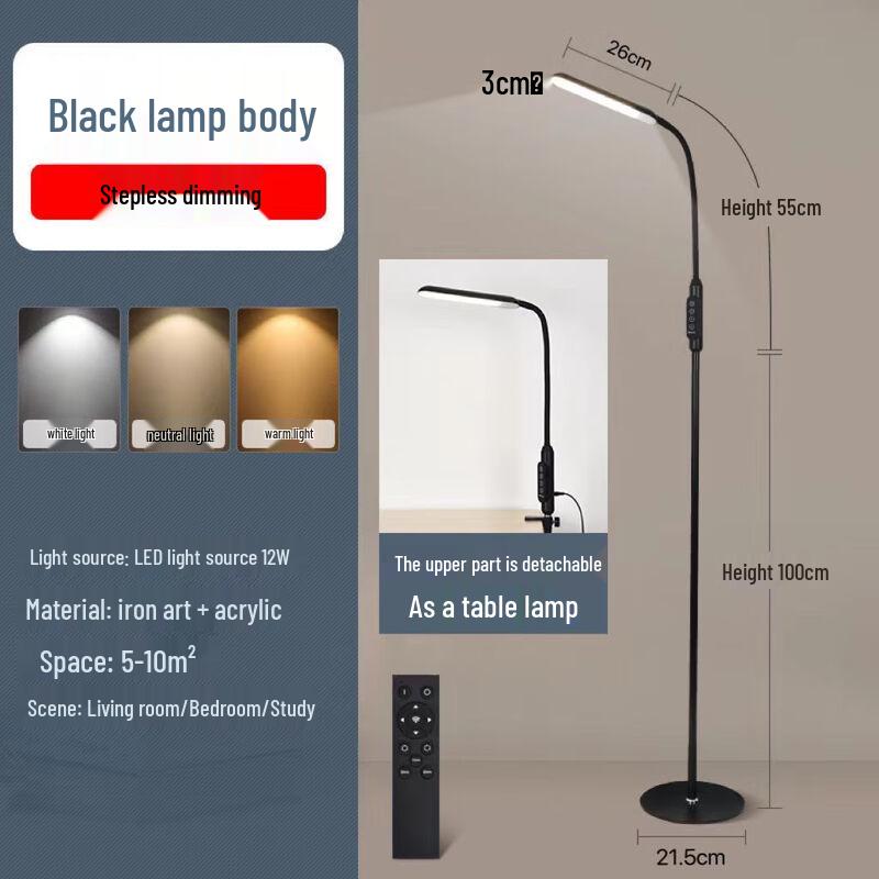 Rechargeable LED Floor Lamp with Clip and Remote