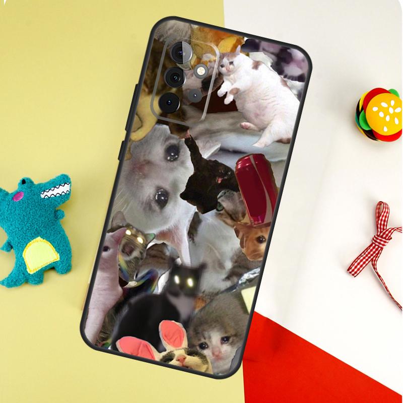 Crying Cat Memes And Dog For Samsung Galaxy A05 A06 A16 A54 A34 A14 A55 A35 A15 A53 A33 A13 A22 A32 A52 Phone Case