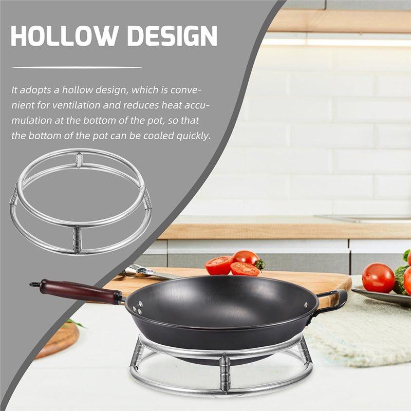 AT21-Stainless Steel Pot Rack Heavy-Duty Load Support Heat-Proof Stove Stand Double-Ring Wok Holder