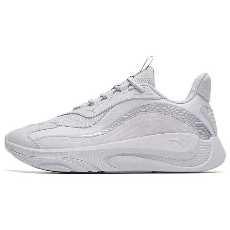 New Anta Chao Bai Cushioning Anti Slip And Wear Resistant Low Top Sports Casual Shoes White Gray 112318840-2