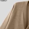 INCERUN Oversized Men V Neck Long Sleeve Buttons Loose Ribbed Knit Cardigan Tops