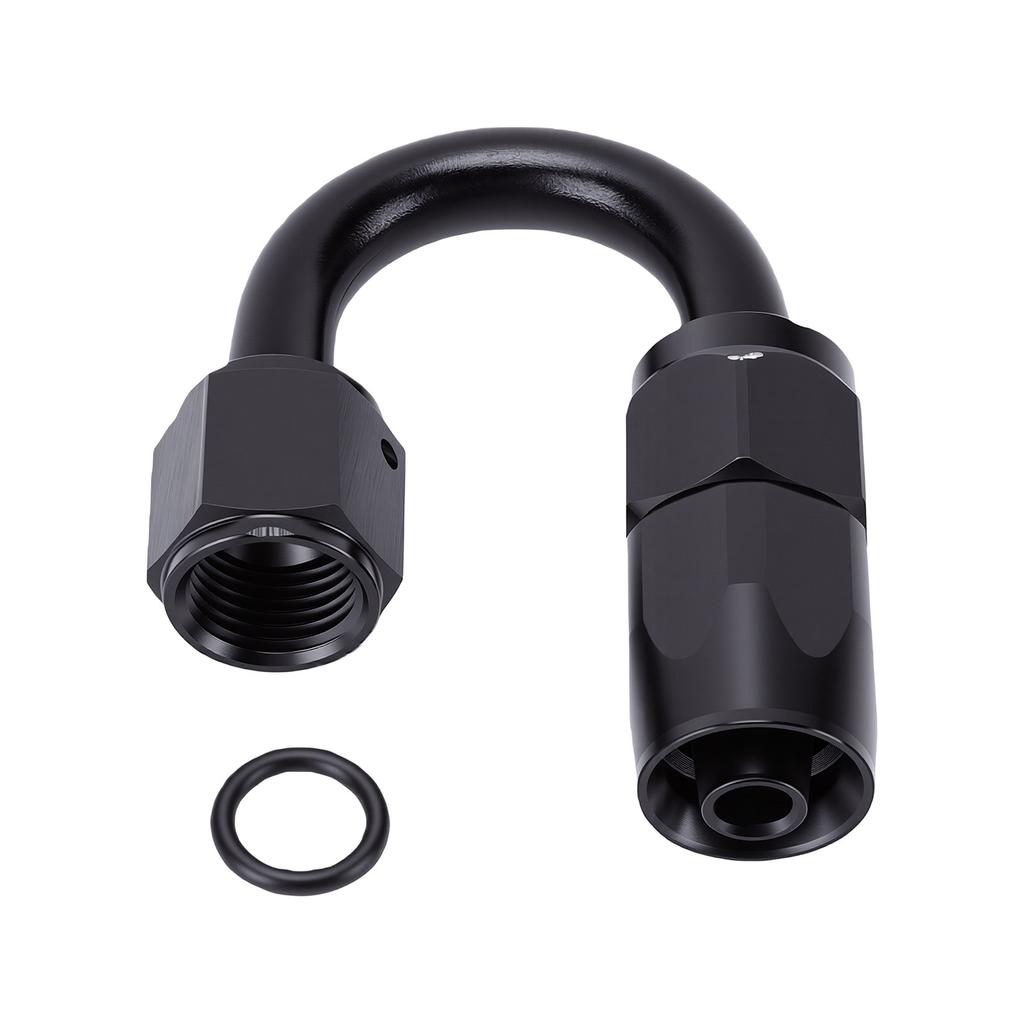 6AN 180 Degree One Piece Full Flow Hose End Fitting Swivel 6061 T6 Aluminum Alloy Hose End Fitting for Braided Hose