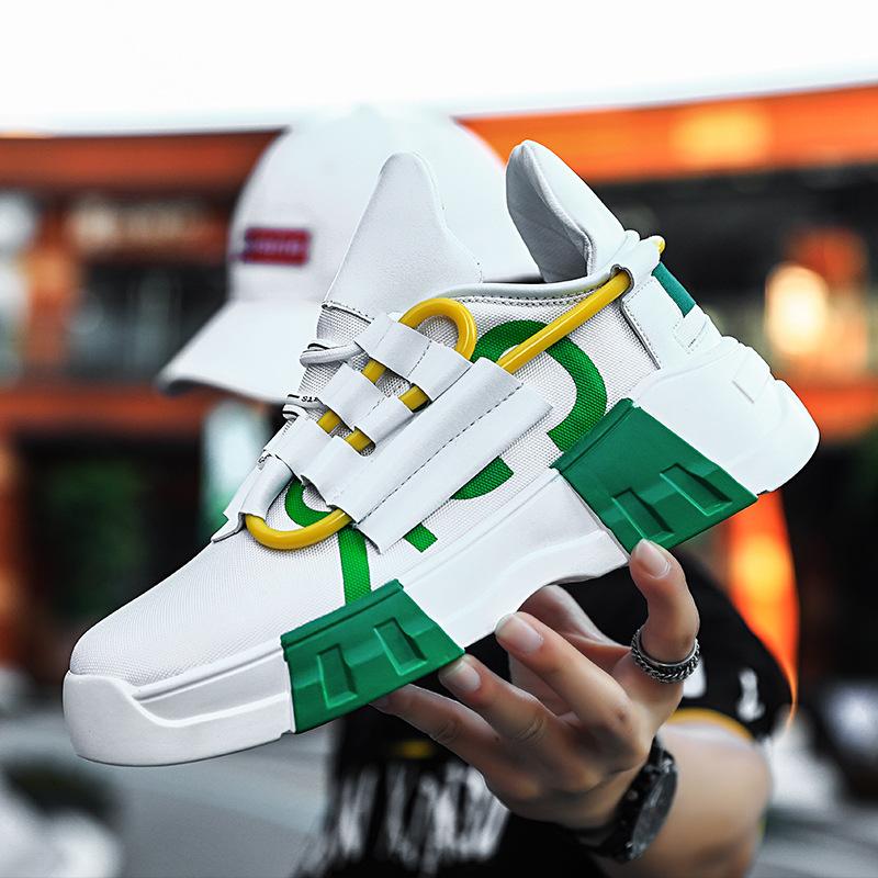 Spring and Autumn Large Size Outdoor Sports Running Shoes Platform Sole Harajuku Style Medium Help Lace-up Casual Board Shoes