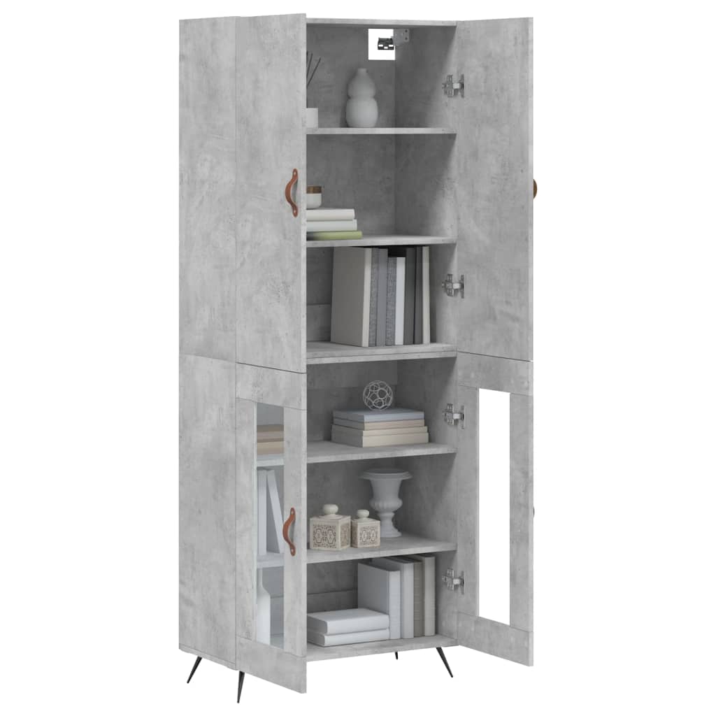 Vidaxl Witrynka, Szarość Betonu 69,5X34X180 Cm Materiał Drewnopochodny