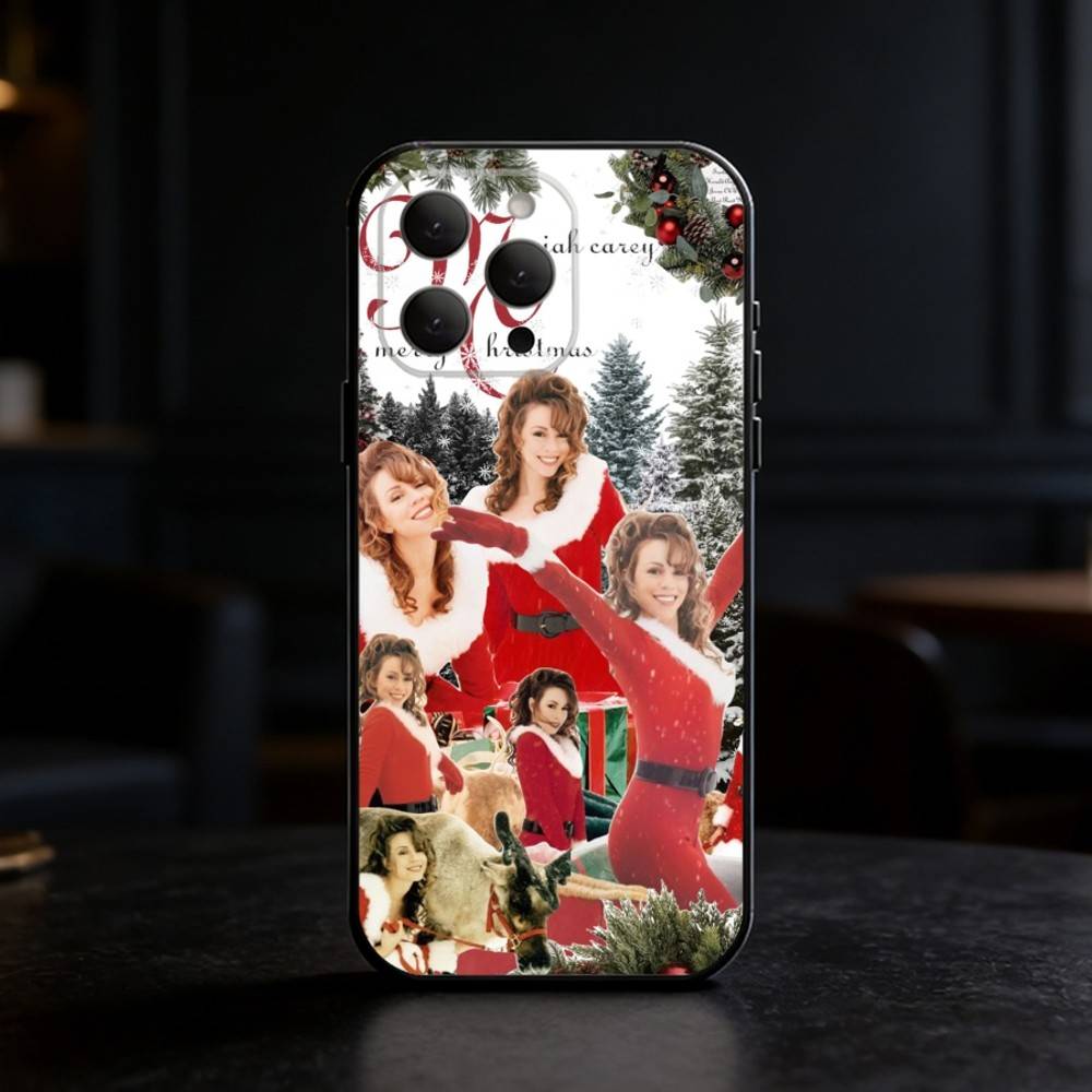 M-Mariah Singer Carey Christmas Phone Case For iPhone 17,16,15,14,13,12,11 Plus,Pro Max,SE4Soft Silicone Black Cover