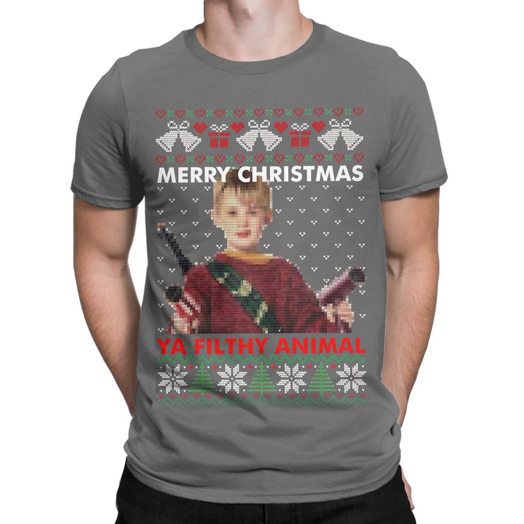 Kevin Merry Christmas Ya Filthy Animal Knitted Novelty 100 Cotton Tshirt Home Alone Tops Tees For Unisex