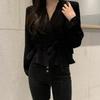 Chic Autumn/Winter Women's Waist-Gathering French Long Sleeve Shirt