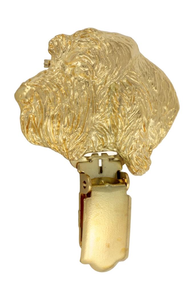 Grand Griffon Vendéen, Large Vendéen Griffon – Brooch with a clip, gold-plated holder for a start number | Art-Dog