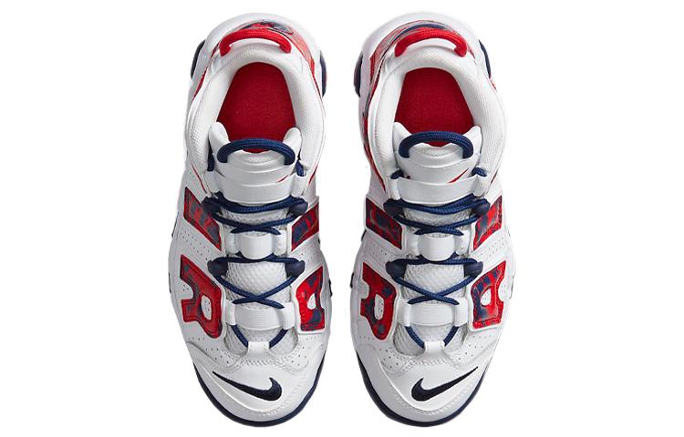 Nike Air More Uptempo White Blue Red Camo GS CZ7885-100