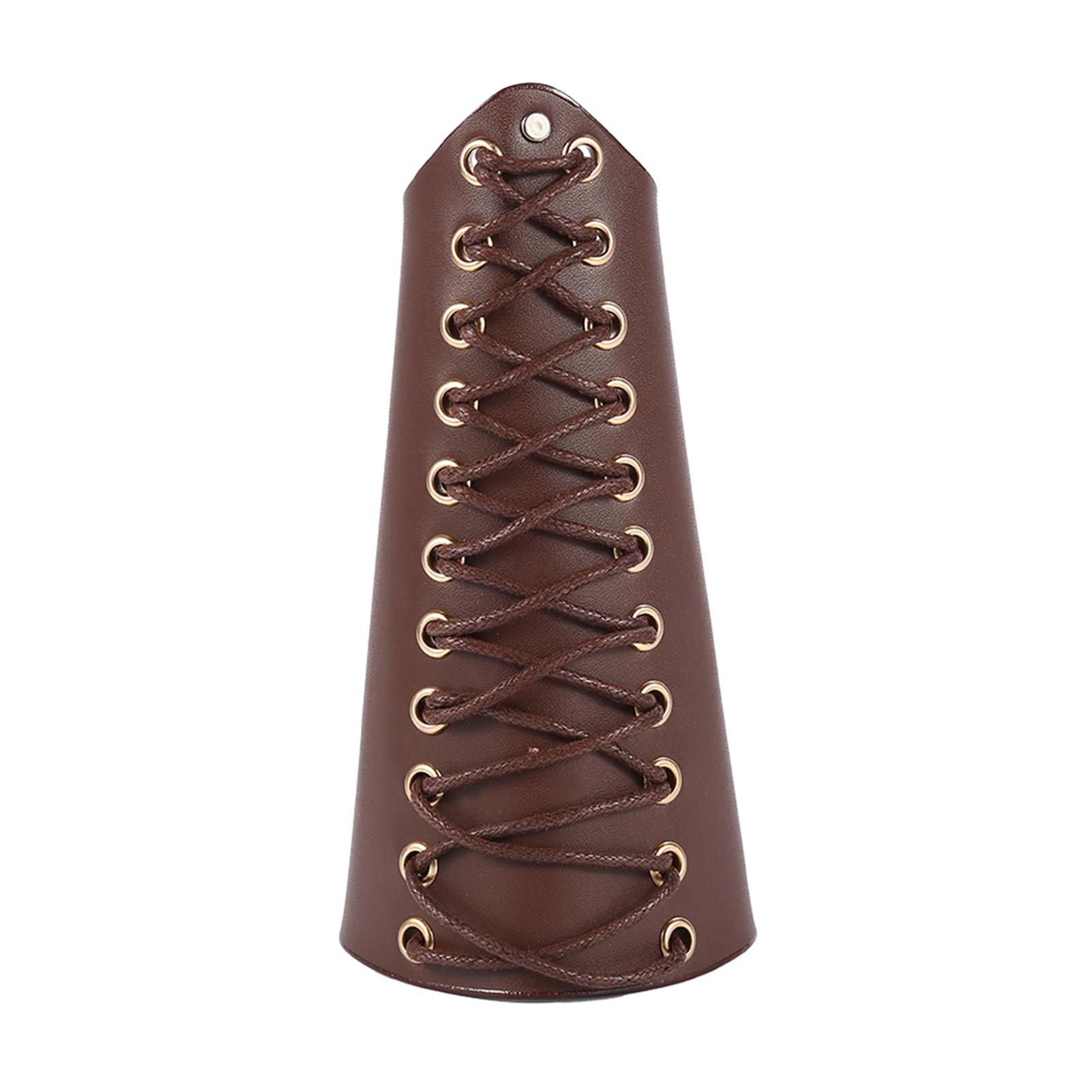 

1Pc Archery Arm Guard Bracer Hunting Shooting Laceup Artificial Leather Armguard Brown