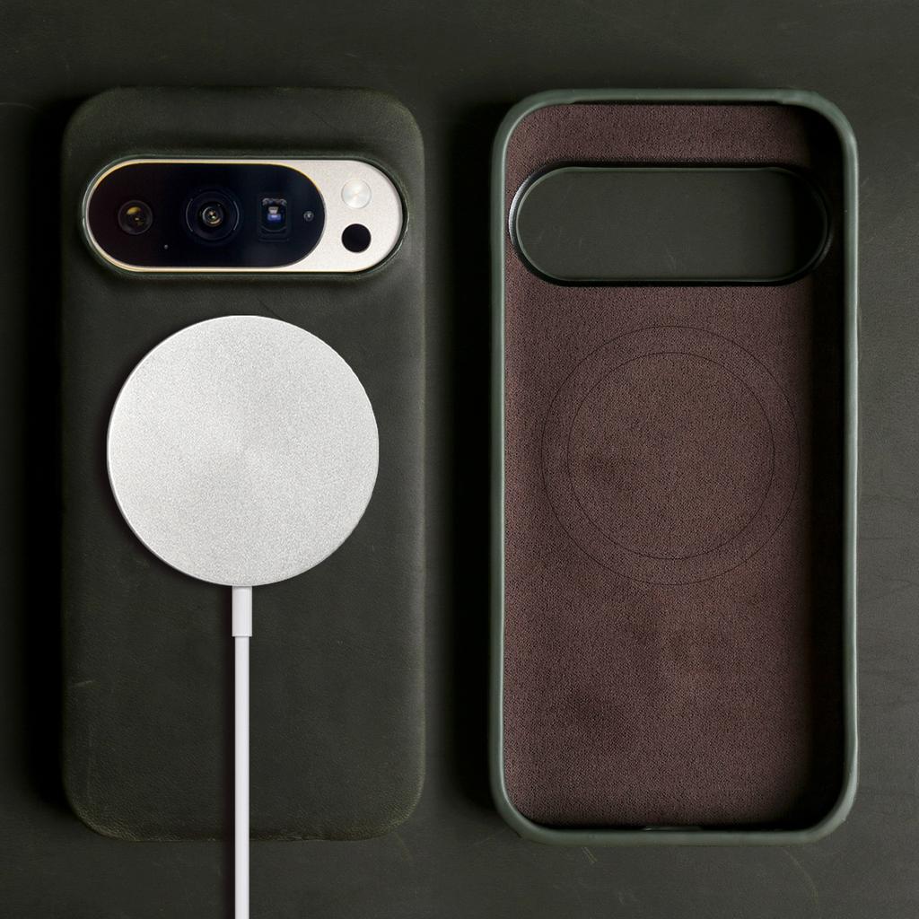 Crazy Horse Magnetische Echtleder Hülle für Google Pixel11 Pro XL 10 9 8 7 6 Rindsleder Schutzhülle für Magsafe Rückseiten Hüllen
