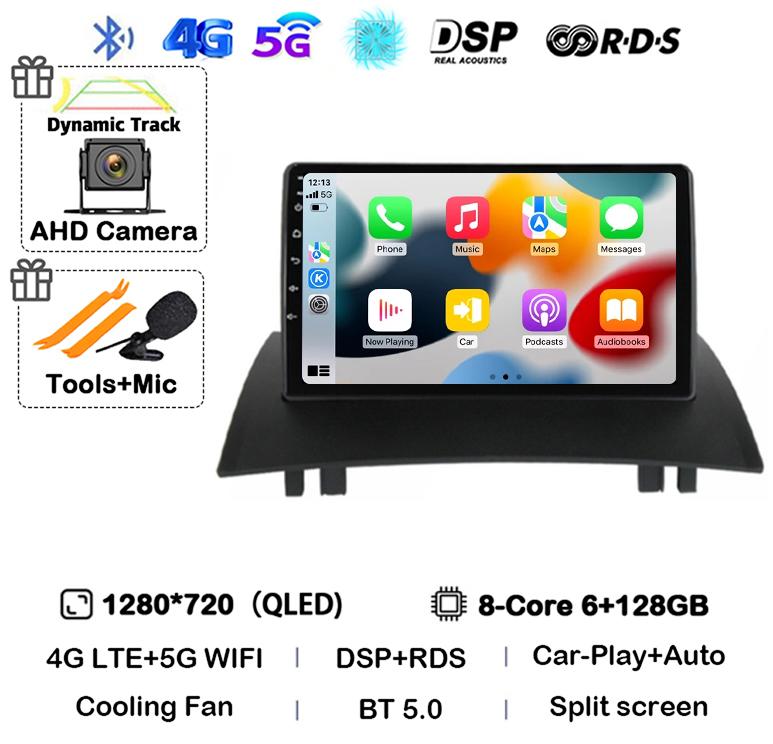 Android 14 Carplay Auto For Renault Megane 2 2002 2003 2004 2005 2006 2007 2008 2009 Multimedia Car Radio Player WIFI+4G Stereo
