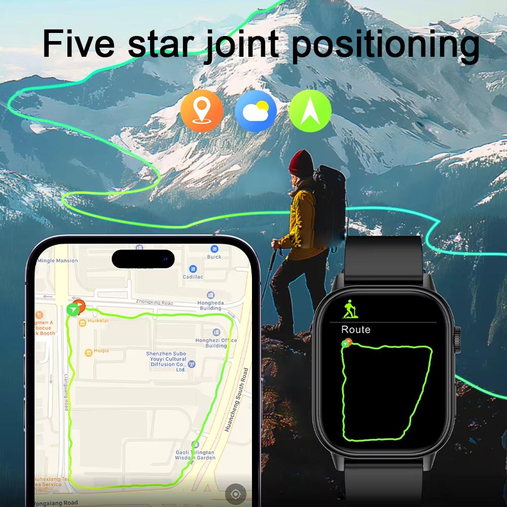 2025 Neuer Sport-GPS-Tracker AMOLED Smartwatch Herren Kompass Militär Outdoor-Sport Bluetooth Anruf Uhr 2,01 Zoll HD-Bildschirm für Huawei