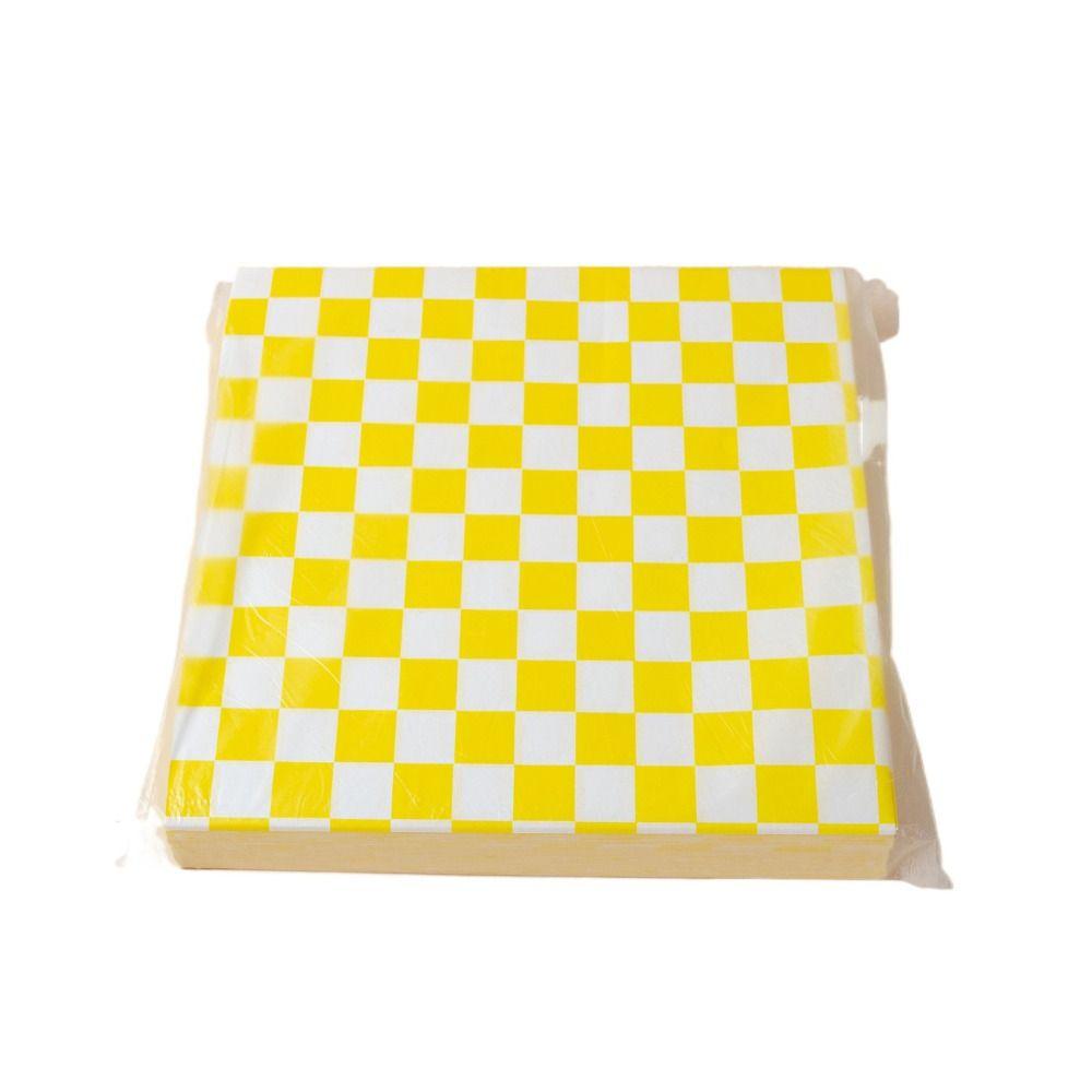 

100Pcs Square Sandwich Wrapping Paper Grid Pattern Greaseproof Paper Hamburger Packaging Paper BBQ жёлтый