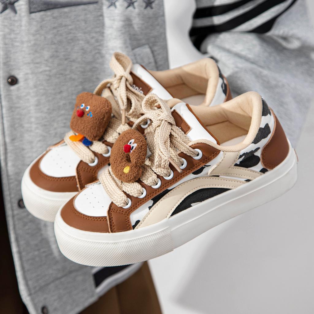 Thick baseplate shoes women's autumn and winter new niche original shoes versatile cow coffee cute bread shoes