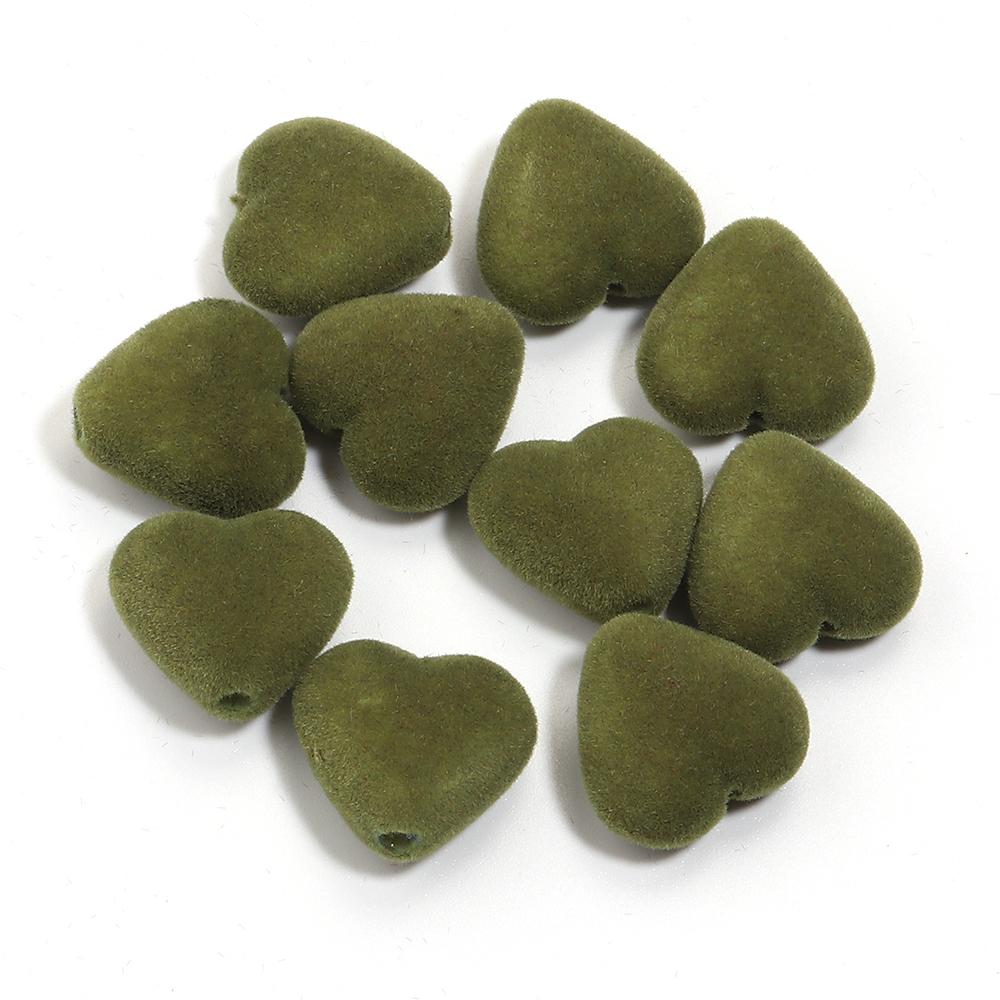10pcs/Lot 16mm Heart Flocked Acrylic Beads For Jewelry Making Loose Spacer Big Hole Beads DIY Bracelet Necklace Accessories
