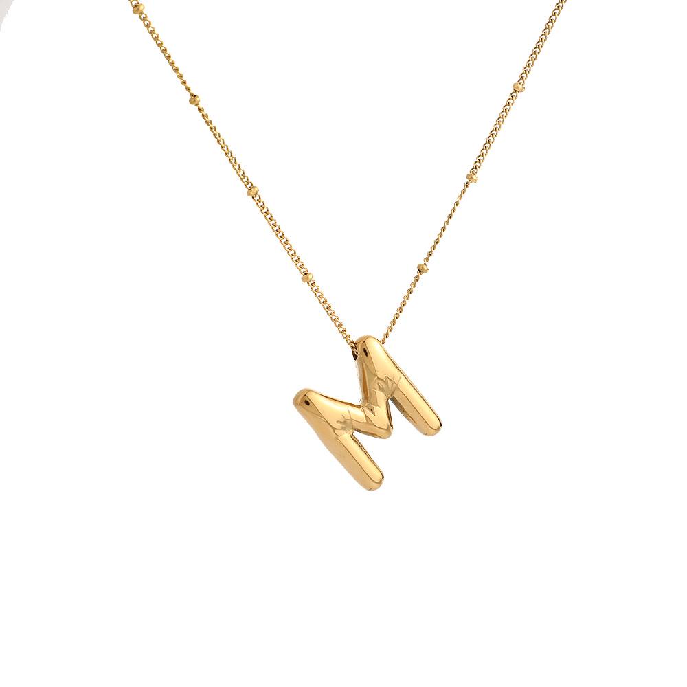 Stainless Steel 18K Gold Plated Alphabet Pendant Necklace