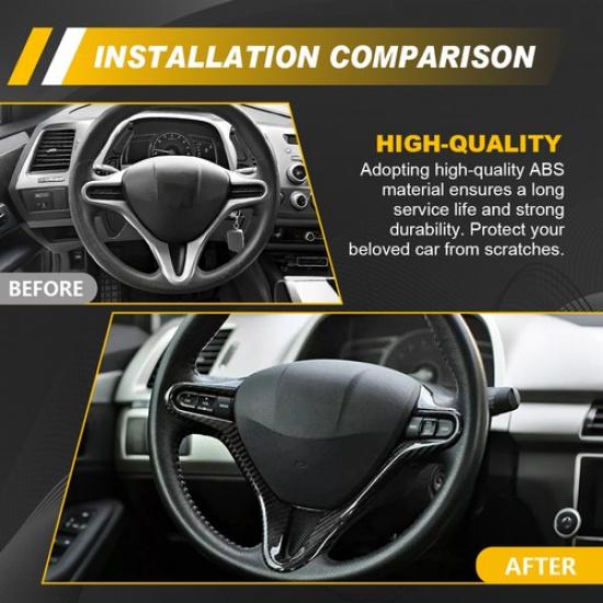 Carbon Fiber Steering Wheel Cover Panel Trim For 2006 2007-2011 Honda Civic New