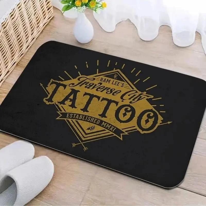 Tattoo Shop Mat Indoor Welcome Doormat Washable Living Room Bedroom Floormat Accessories Rug Non-slip Porch Entrance Carpet