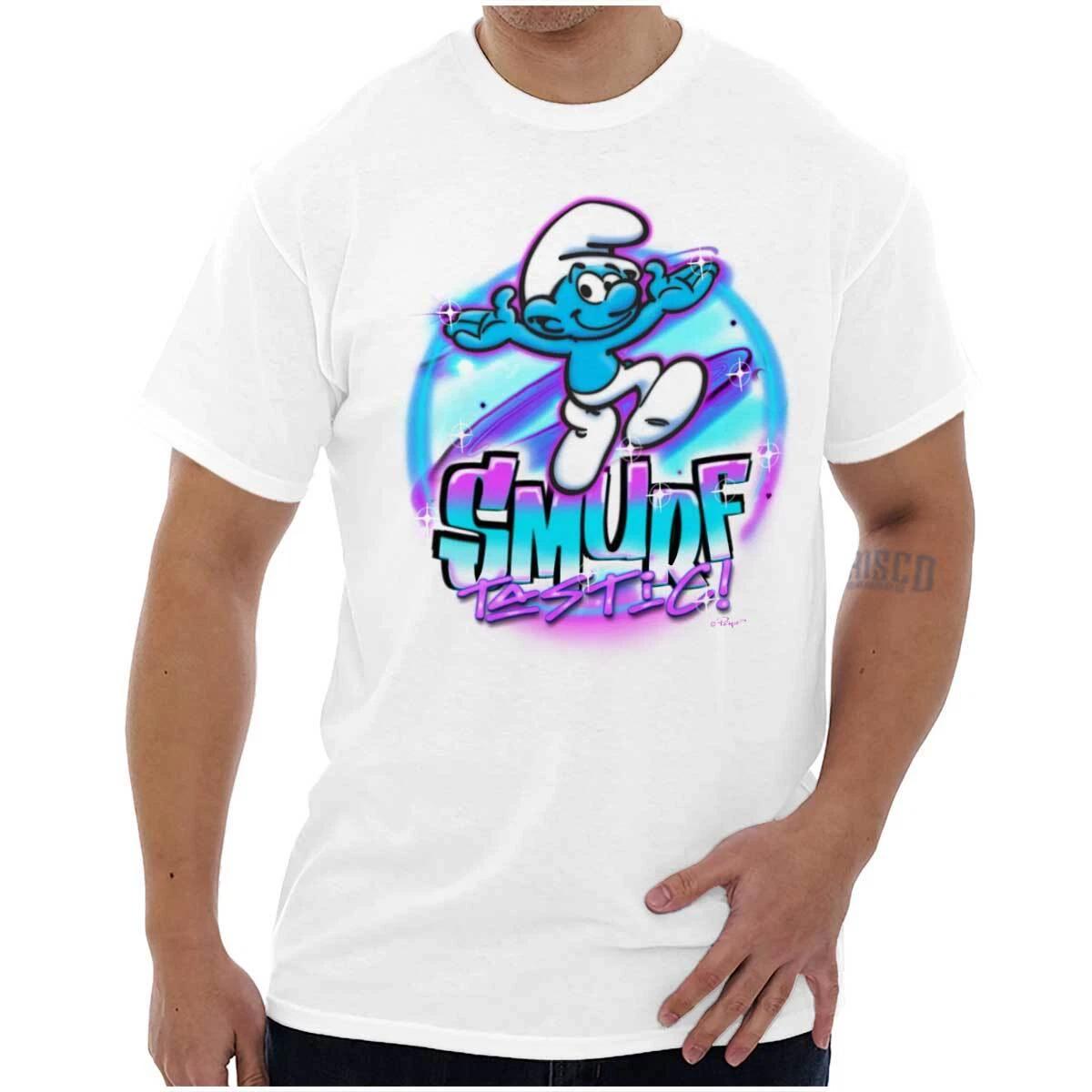 Retro Smurfs Airbrushed Fantastic Cartoon Womens or Mens Crewneck T Shirt Tee M