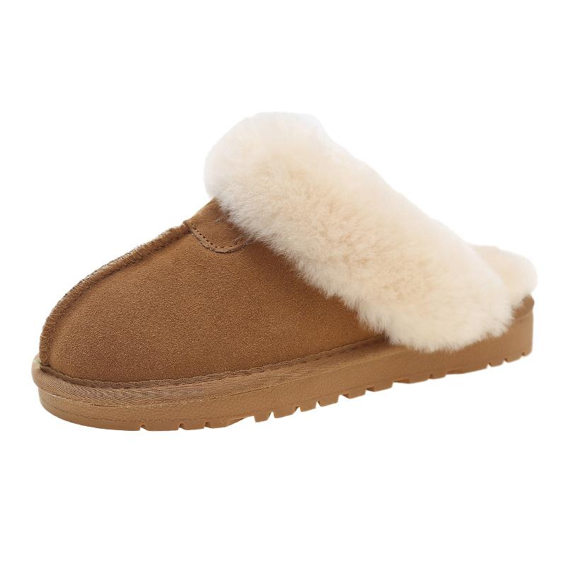 Baotou half slippers women's 2024 winter new retro fashion temperament fur integrated snow boots one pedal cotton mop