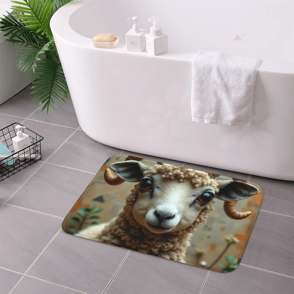 1PC Curly Sheep Pattern Kitchen Rug Non-Slip Door Mat Pop design Bathroom Rug Bath Mat Carpet for Home Sink Laundry Decor