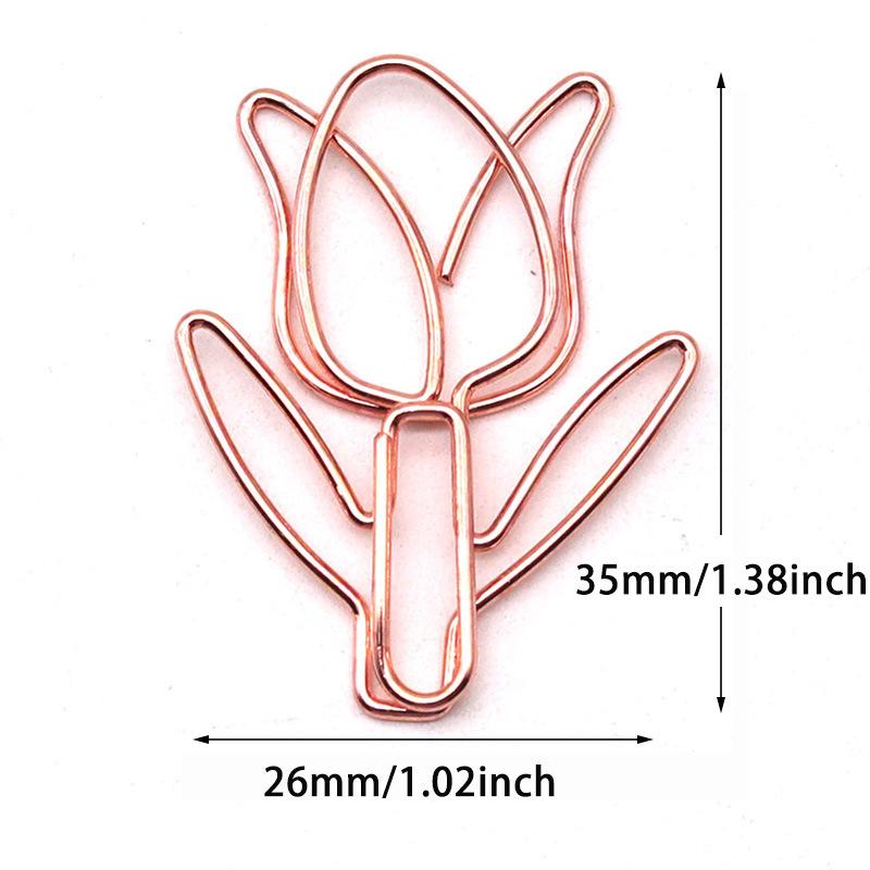 40 ks Tulipánové kancelářské sponky Květinové kreativní kreslené roztomilé kancelářské kancelářské sponky ve tvaru kovové kancelářské sponky