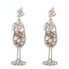 European and American retro imitation pearl inlaid rhinestone wine glass shape fashion temperament high sense earrings cross-border hot wholesale