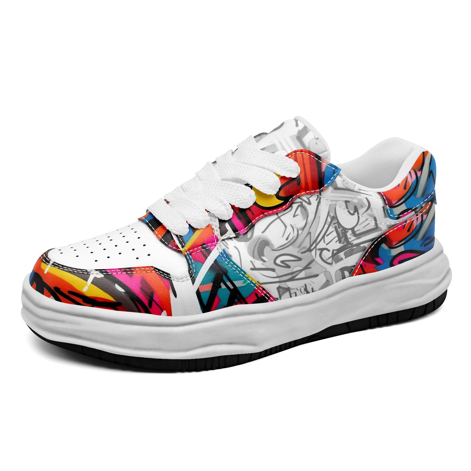 

Urban Graffiti Platform Sneakers Unisex Abstract Art x Colorful Design Comfortable Fit Perfect for Street and Unique Looks Graffiti Pop [Onegam]