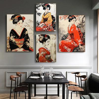 Home Decor Interior Paintings Kimono Geisha Canvas Printing Makeup 1pcs Decoration Pictures Room Wall Stickers Decoration Poster