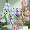 1PC Green Lizard Funny Quote Print 750ml Color Plastic Sports Water Bottle Leakproof Flip Straw Lid Suitable for Sports Office Home Use