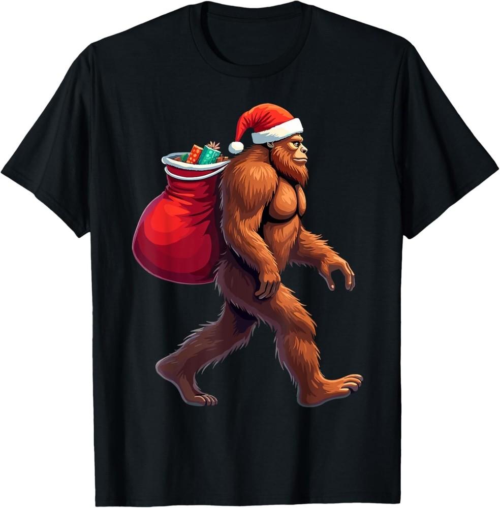 Sasquatch Santa Christmas Lights Bigfoot Xmas Party Funny T-Shirt Unisex T-Shirt L