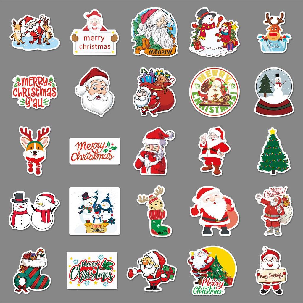 50 Christmas Graffiti Stickers: Creative Decor for Laptops, Suitcases, and Cars