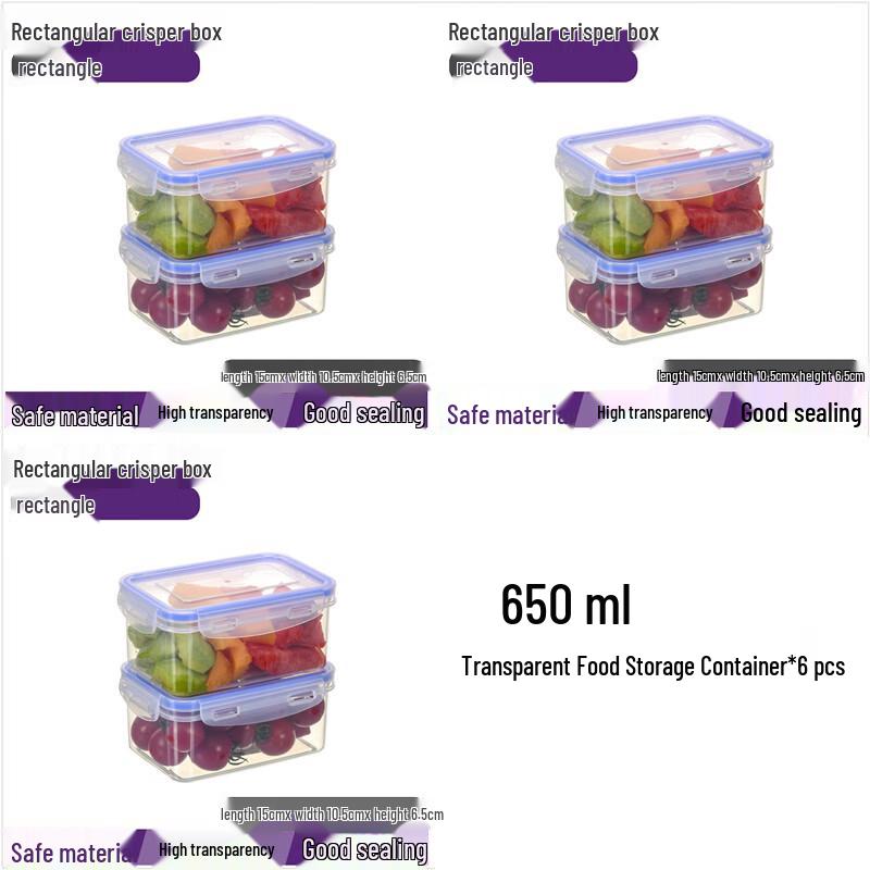 Allied 650ml Rectangular Food Storage Containers, 6-Pack