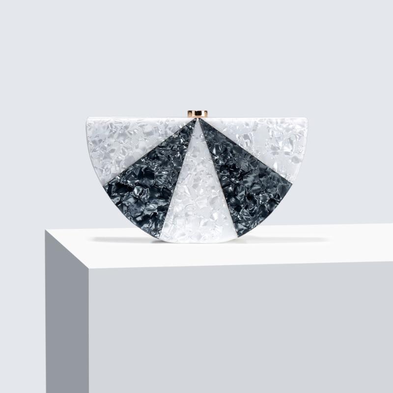 Wedding Half Circle Fashion Patchwork Acrylic Shoulder Crossbody Bag Clutch Evening New Women's Bags Trend Party Female Wallet