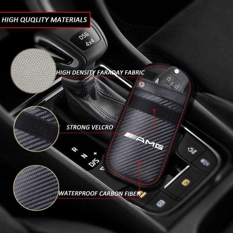 Car Key Case Signal Blocker Bag RFID Shielding Pocket For Mercedes Benz AMG W223 W213 W206 W464 W247 W167 W166 W222 W205 W204 AH2