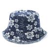 Spring And Summer Outdoor Embroidered Denim Fisherman Hat Retro Bucket Hat Sun Protection Hat