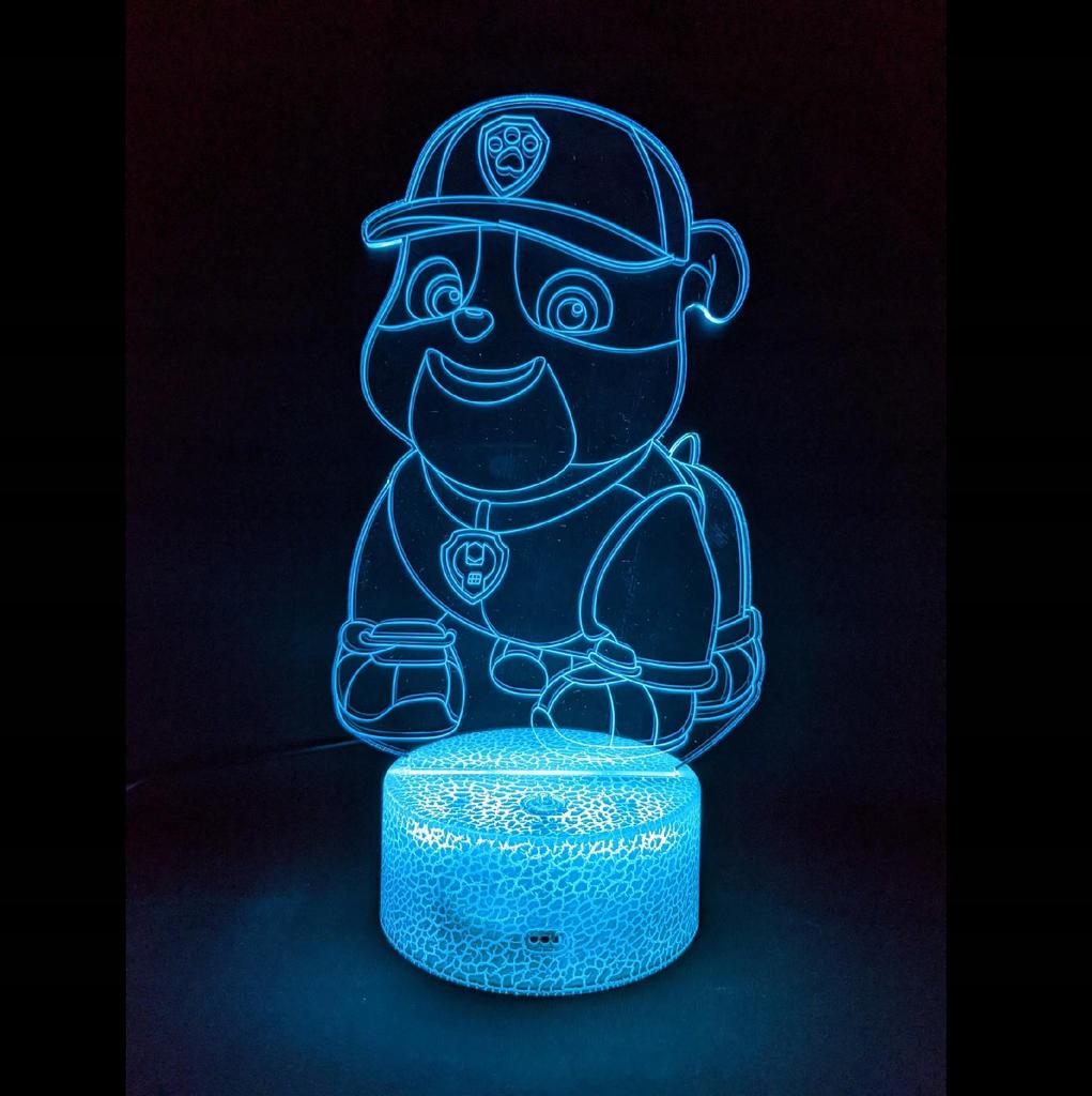 Lampka 3D Led Psi Patrol Rubble Usb/Baterie + Pilot Rgb